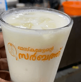 Bhaskarettante Sarbath Shop milk sarbath in labelled glass