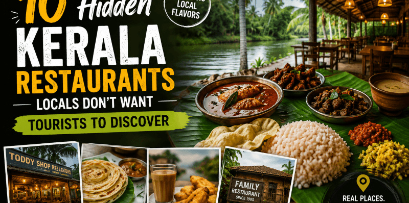 Traditional Kerala meals served at hidden local restaurants in Kerala